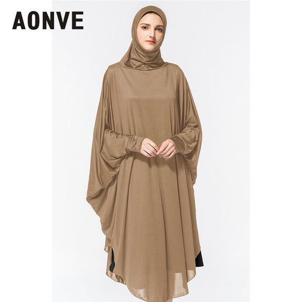 Khaki / L - Aonve Hijab Abaya Women Islamic Body Head Covering Kaftan Muslim Eid Festival Prayer Clothing Femme Formal Robe Musulmane Caftan
