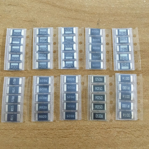 Default Title - 50PCS Alloy resistance 2512 SMD Resistor Samples kit ,10 kindsX5pcs=50pcs R001 R002 R005 R008 R010 R015 R020 R025 R050 R100
