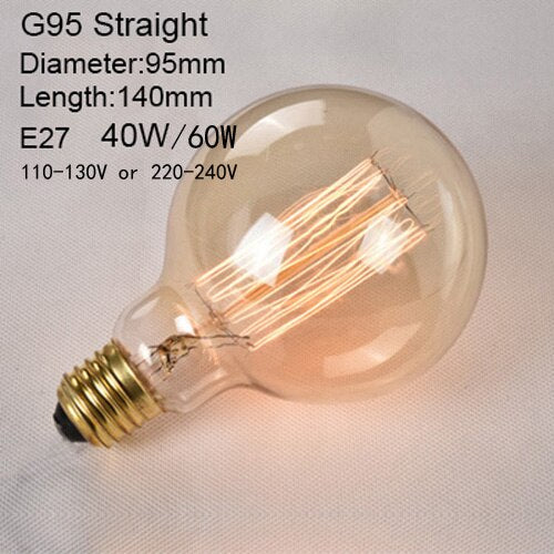 G95 Straight / 110 to 130V 40W - Edison Incandescent Light Bulbs E27 Lamp Holder 110V/240V 2300K Vintage Decoration Warm Lights 40W-60W