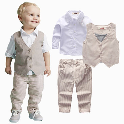 [variant_title] - 2019 Boys Clothing Sets Autumn Spring Shirt + Vest + Pants Boys Wedding Clothes Kids Gentleman Leisure Handsome Suit Free Ship