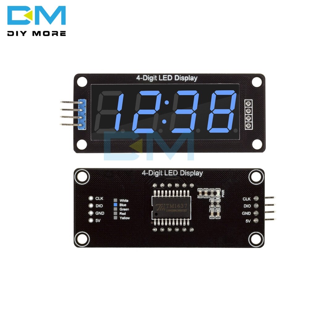 BLUE - TM1637 4-Digit LED 0.56 Inch Display Tube 7 Segments Blue Yellow White Green Red Clock Double Dots Module For Arduino Board