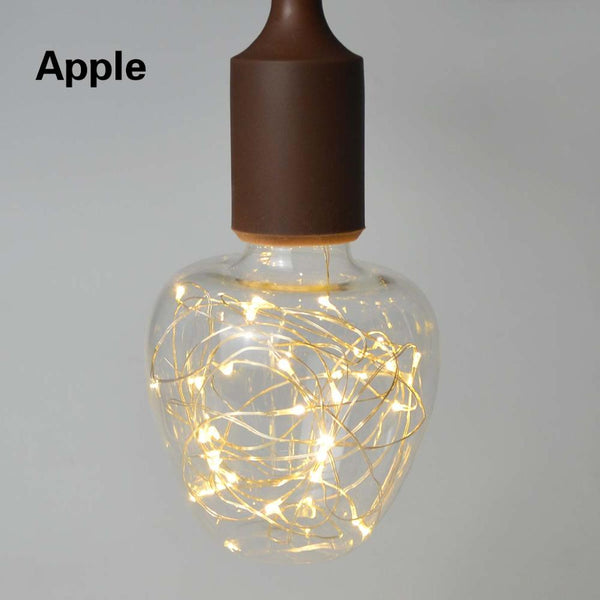 Apple-10 - Creative  Edison Light Bulb Vintage Decoration LED Filament lamp Copper Wire String E27 110V 220V Replace Incandescent Bulbs