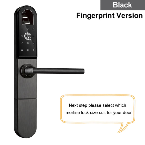 Black FG / 22 x 235 (60 72) - RAYKUBE Electronic Door Lock With Fingerprint / Smart Card / Bluetooth Unlock Wifi TT lock Phone APP Keyless Mortise Lock R-F918