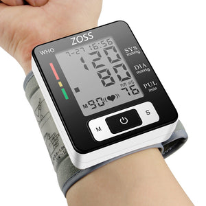 [variant_title] - ZOSS  English or Russian Voice Cuff Wrist Sphygmomanometer Blood Presure Meter Monitor Heart Rate Pulse Portable Tonometer BP