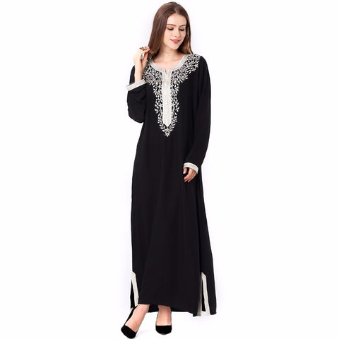 [variant_title] - Muslim women Long sleeve hijab Dress maxi abaya jalabiya islamic women dress clothing robe kaftan Moroccan fashion embroidey1631