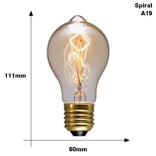 A19 Spirai / E27 220V - Retro Edison Light Bulb E27 220V 40W ST64 G80 G95 T10 T45 T185 A19 A60 Filament Incandescent Ampoule Bulbs Vintage Edison Lamp