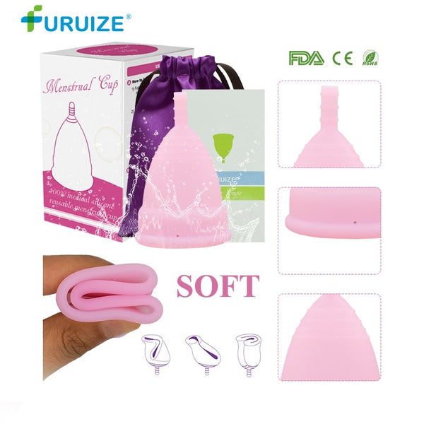 1pack-bag-box-pink / L size - Hot Sale Menstrual cup for Women Feminine hygiene Medical 100% silicone Cup Menstrual reusable lady cup copa menstrual than pads