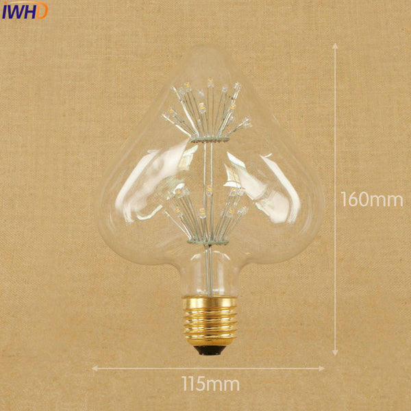[variant_title] - IWHD Star E27 220V 3W LED Bombillas Vintage Bulb Light Lampada Edison Retro Lamp Decorative St64 G95 G80 St58 T10 T185 T30