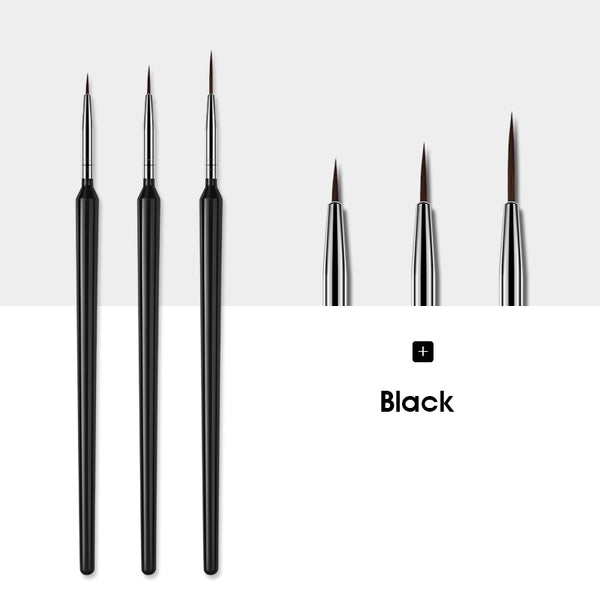 3 Pcs Black - ROHWXY Nail Brush For Manicure Gel Brush For Nail Art 15Pcs/Set Ombre Brush For Gradient For Gel Nail Polish Painting Drawing