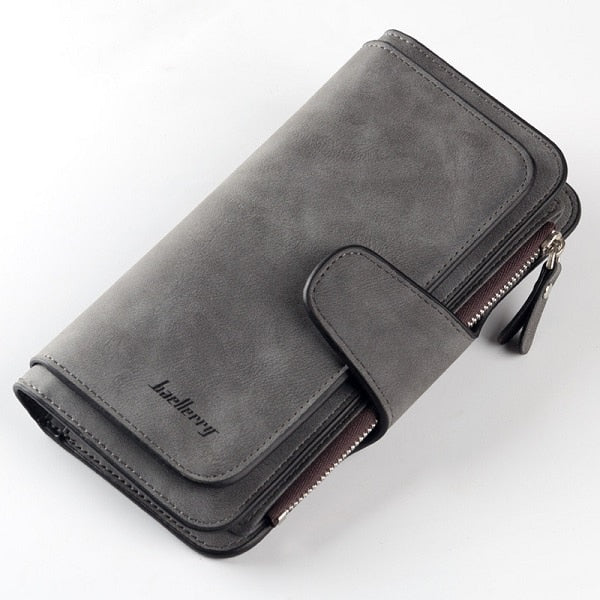 dark gray - 2019 New Brand Leather Women Wallet High Quality Design Hasp Card Bags Long Female Purse 6 Colors Ladies Clutch Wallet
