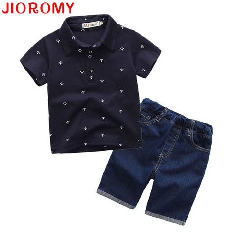 [variant_title] - New Fashion Kids Clothes Boys Summer Set Print Shirt + Short Boy Clothing Sets Toddler Boy Clothes Set