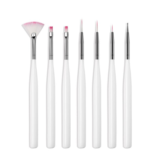 7 Pcs White - ROHWXY Nail Brush For Manicure Gel Brush For Nail Art 15Pcs/Set Ombre Brush For Gradient For Gel Nail Polish Painting Drawing