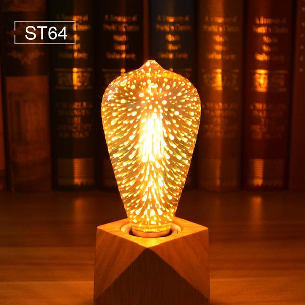 Warm White ST64 - Novelty 3D Fireworks Effect Vintage Incandescent Bulbs Retro Edison lamp E27 110V-220V Decoration lights A60 ST64 G80 G95 G125