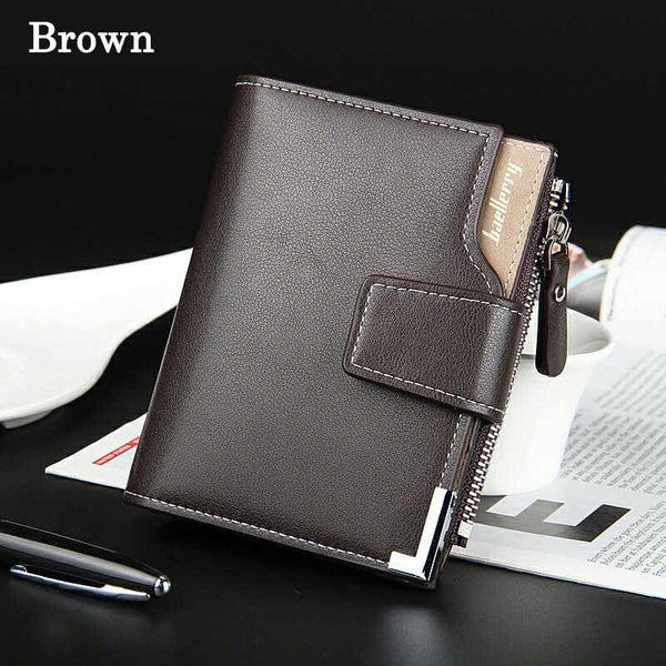 Brown - Baellerry brand Wallet men leather men wallets purse short male clutch leather wallet mens money bag quality guarantee