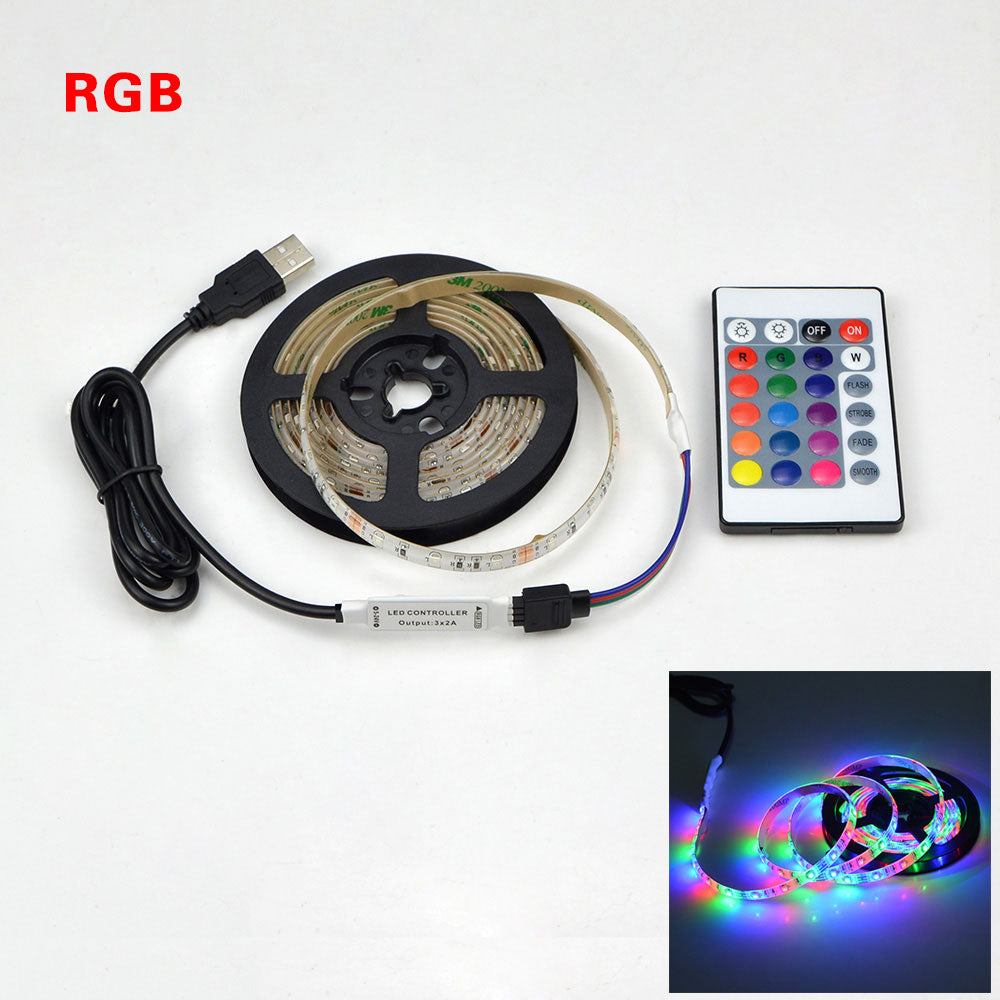 RGB With 24Keys / 1M - USB LED Strip lamp 2835SMD DC5V Flexible LED light Tape Ribbon 1M 2M 3M 4M 5M HDTV TV Desktop Screen Background Bias lighting