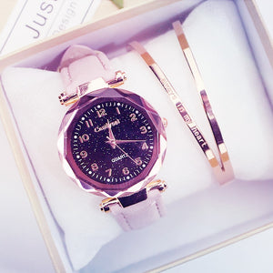 [variant_title] - Quartz Wristwatches Fashion Starry Sky Women Watches Hot Sale Leather Ladies Bracelet Watch Casual Female Clock Relogio Feminino