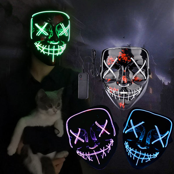 [variant_title] - Led Mask Halloween Party Masque Masquerade Masks Neon Maske Light Glow In The Dark Mascara Horror Maska Glowing Masker Purge