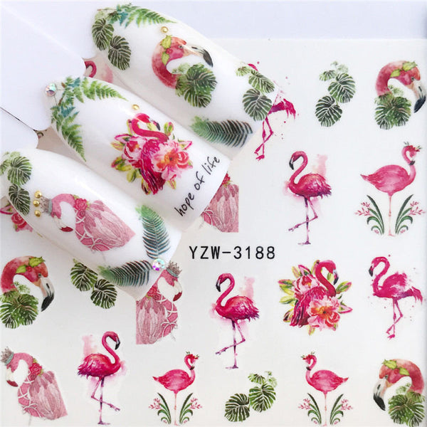 YZW-3188 - YZWLE Flower Series  Nail Art Water Transfer Stickers Full Wraps Deer/Lavender Nail Tips DIY