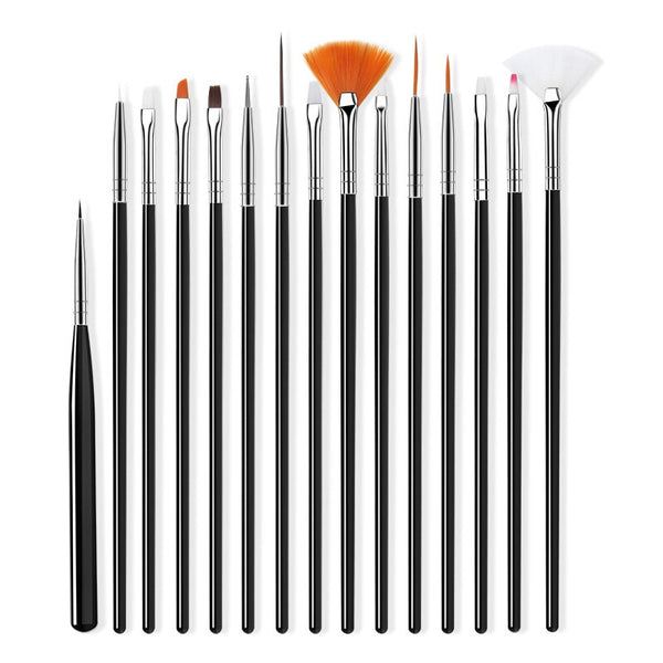 15 Pcs Black - ROHWXY Nail Brush For Manicure Gel Brush For Nail Art 15Pcs/Set Ombre Brush For Gradient For Gel Nail Polish Painting Drawing