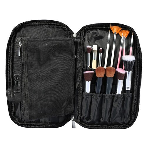 black - Makeup Brushes Bag Cosmetics Brushes Professional Bag Canvas Pouch Portable Handbag Bag Travel Ladies Pouch Make Up Brush Bags