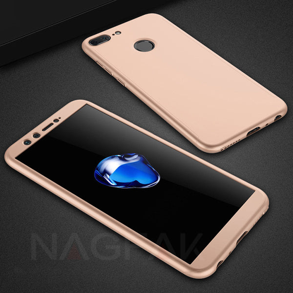 Gold / Honor 7A 5.7inch - Luxury 360 Full Cover Phone Case on the For Huawei Honor 9 9 Lite 8X Max 7A 7C Pro Tempered glass Protective Cover 7A 9Lite Case