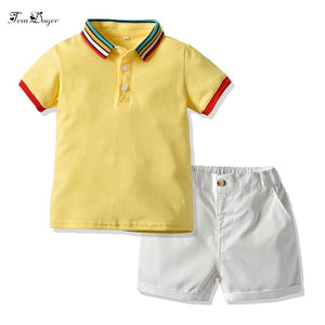 [variant_title] - Tem Doger Boy Clothing Set 2019 Summer Kids Boys Clothes Suit Shorts Sleeve Tops+Shorts 2PCS Outfits Children Casual Tracksuit