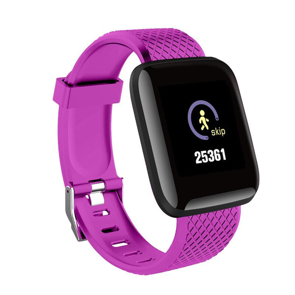 Purple - Smart Watch Men Blood Pressure Heart Rate Monitor Milanese Stainless Steel Smart Wristband Sport Fitness tracker Smart watch+Box