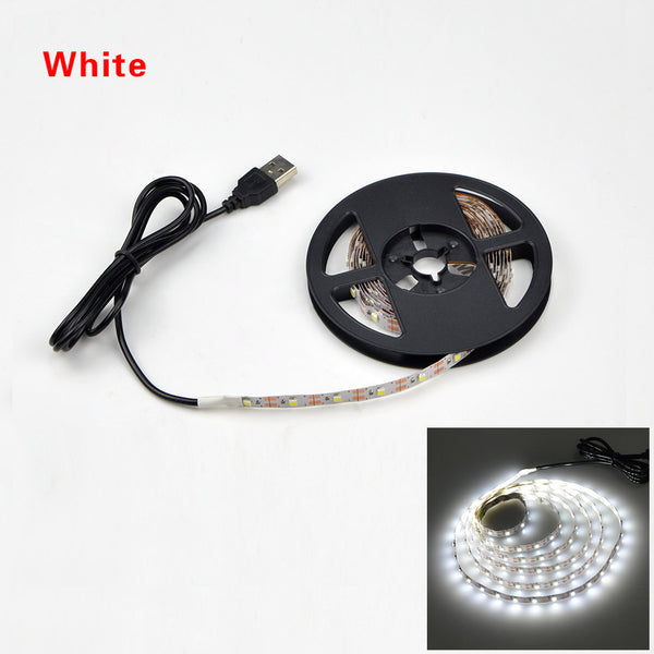 White / 1M - USB LED Strip lamp 2835SMD DC5V Flexible LED light Tape Ribbon 1M 2M 3M 4M 5M HDTV TV Desktop Screen Background Bias lighting