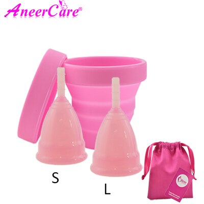 2cups -1 Sterilizer-1052 / large - Hot Sale Vaginal Menstrual Cup and Sterilizer Cup Sterilizing Collapsible Cups Flexible to Clean Recyclable Camping Foldable Cup