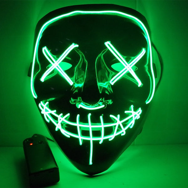 Green - Led Mask Halloween Party Masque Masquerade Masks Neon Maske Light Glow In The Dark Mascara Horror Maska Glowing Masker Purge