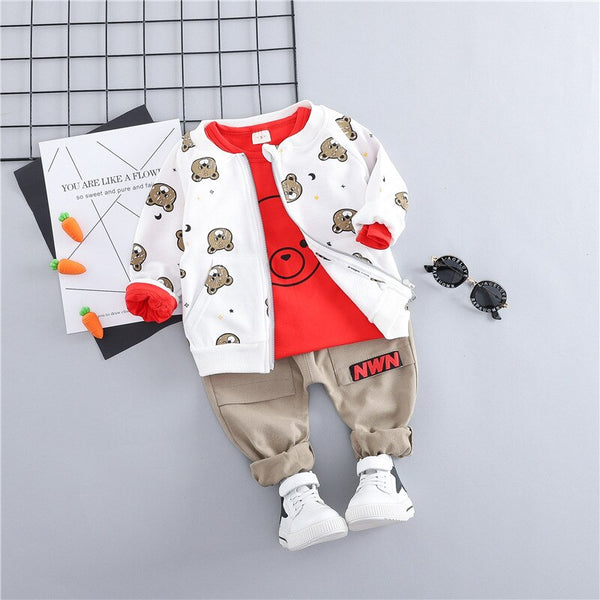 White / 12M - HYLKIDHUOSE 2019 Toddler Infant Clothes Suits Baby Boys Girls Clothing Sets Coats T Shirt Pants Children Kids Casual Coatume