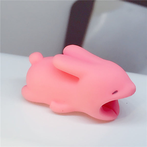 rabbit - 1pcs kawaii Cable Bite Animal iphone Protector Shaped Winder Dog Bite Phone Accessory Prank Toy Funny