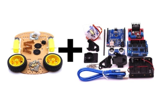 2WD KIT - New Avoidance tracking Motor Smart Robot Car Chassis Kit Speed Encoder Battery Box 2WD Ultrasonic module For Arduino kit