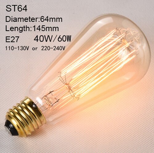 ST64 / 110 to 130V 40W - Edison Incandescent Light Bulbs E27 Lamp Holder 110V/240V 2300K Vintage Decoration Warm Lights 40W-60W