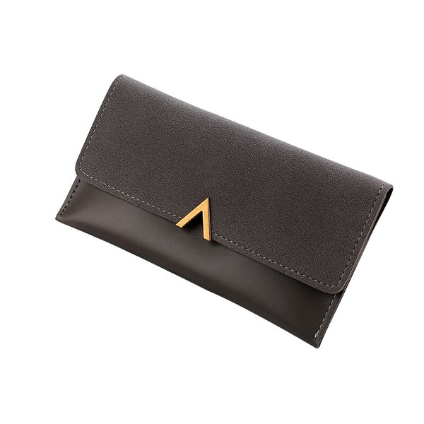 Gray - 2019 Leather Women Wallets Hasp Lady Moneybags Zipper Coin Purse Woman Envelope Wallet Money Cards ID Holder Bags Purses Pocket