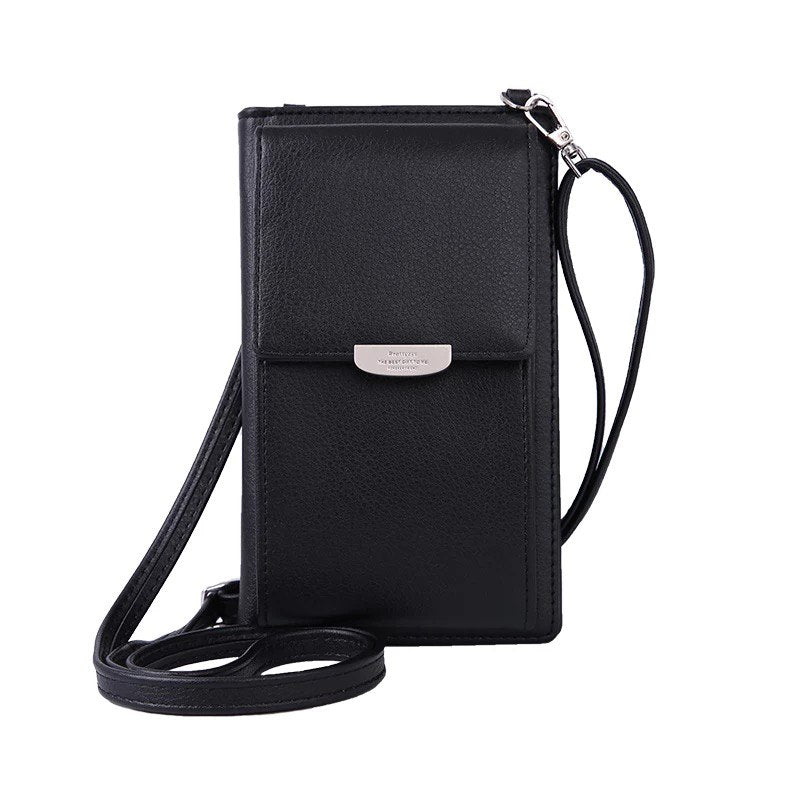 Black - JI HAO Summer Style Women Phone Shoulder Bag  PU Leather Money Wallet  Mini Chain Mobile Phone Bags Crossbody Messenger Bag