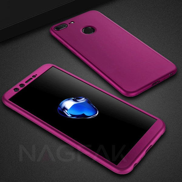 Purple / Honor 7A 5.7inch - Luxury 360 Full Cover Phone Case on the For Huawei Honor 9 9 Lite 8X Max 7A 7C Pro Tempered glass Protective Cover 7A 9Lite Case