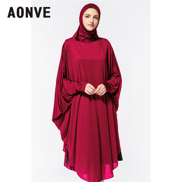 Rose Red / L - Aonve Hijab Abaya Women Islamic Body Head Covering Kaftan Muslim Eid Festival Prayer Clothing Femme Formal Robe Musulmane Caftan