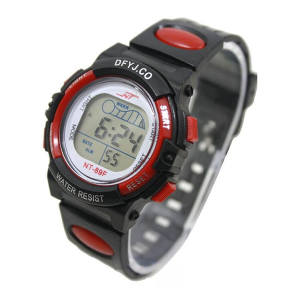Red - Timezone #501 Waterproof Sport Student Children Watch Kids Watches Clock Child LED Digital Wristwatch Electronic children gift