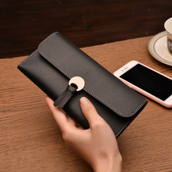 BLACK - 2018 Fashion Long Women Wallets High Quality PU Leather Women's Purse and Wallet Design Lady Party Clutch Female Card Holder