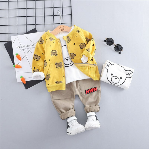 [variant_title] - HYLKIDHUOSE 2019 Toddler Infant Clothes Suits Baby Boys Girls Clothing Sets Coats T Shirt Pants Children Kids Casual Coatume