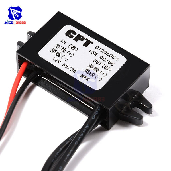 [variant_title] - DC-DC Car Power 12V to 5V 3A 15W Converter Module Micro USB Step Down Power Output Adapter Low Heat Auto Protection