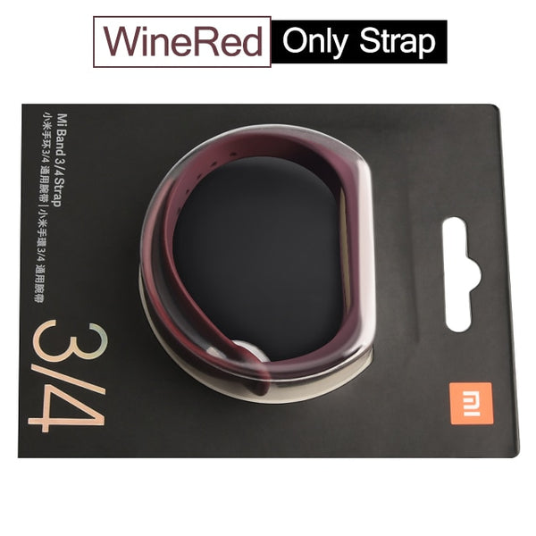 Wine Red - Original Xiaomi Mi Band 4 Strap Silicone Wristband Bracelet Xiaomi Band 4 3 Mi band4 Miband4 Pink Wrist Straps Xiomi Mi Band 4