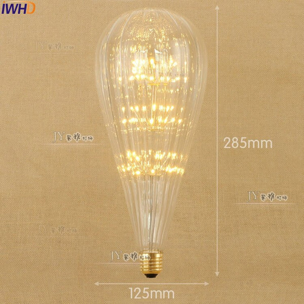 1-366 - IWHD Star E27 220V 3W LED Bombillas Vintage Bulb Light Lampada Edison Retro Lamp Decorative St64 G95 G80 St58 T10 T185 T30