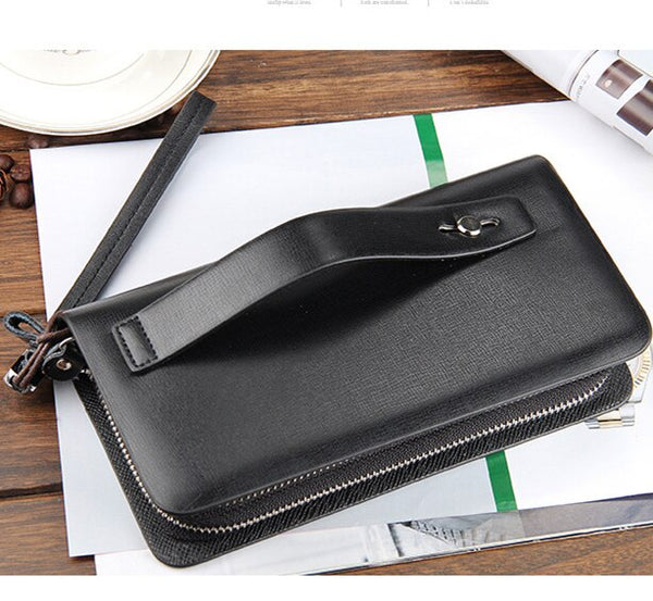 [variant_title] - Baellerry Brand Men Wallets Double Zipper Leather Wallet Men Coin Purses Fashion Long Male Clutch Bag With Phone Pocket Carteira