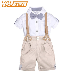 [variant_title] - Toddler Boys Clothing Set Summer Baby Suit Shorts Shirt 1 2 3 4 Year Children Kids Clothes Suits Formal Wedding Party Costume