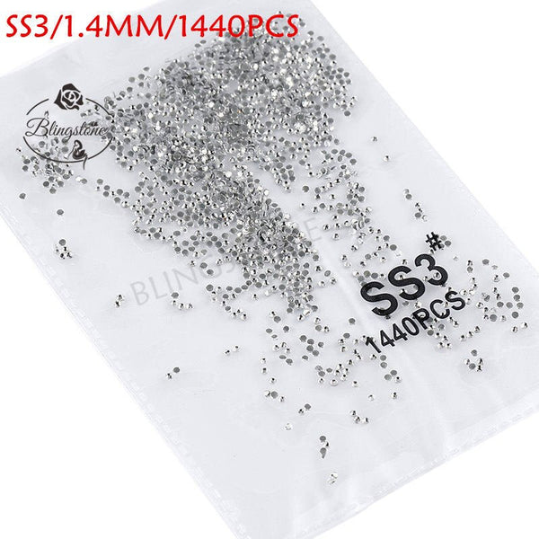 glue white ss3 1440 - SS3-SS8 1440pcs Super Glitter Flatback Multicolor Non HotFix Rhinestones For Nail Art Decoration Shoes And Dancing Decoration