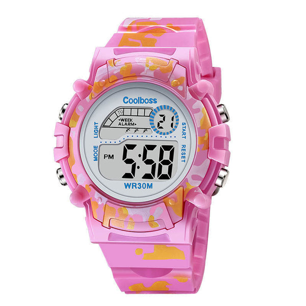 pink - Camouflage Watches Children Watch Led Digital Wristwatch Kids Boys Girs Students Clock Waterproof Sport Gift Relojes Army Green