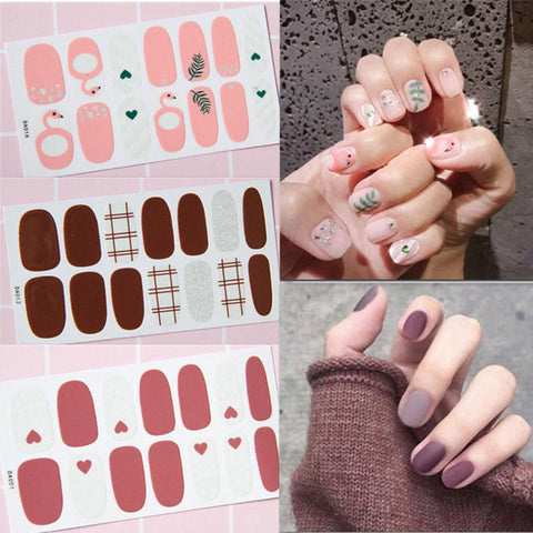 [variant_title] - Fashion Full Cover Nail Polish Wraps Adhesive Nail Stickers Nail Art Decorations Manicure Tools Environmental for Pregnant Woman