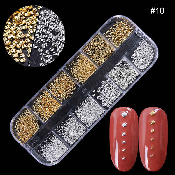 10 - 1Case Gold Silver Hollow 3D Nail Art Decorations Mix Metal Frame Nail Rivets Shiny Charm Strass Manicure Accessories Studs JI772